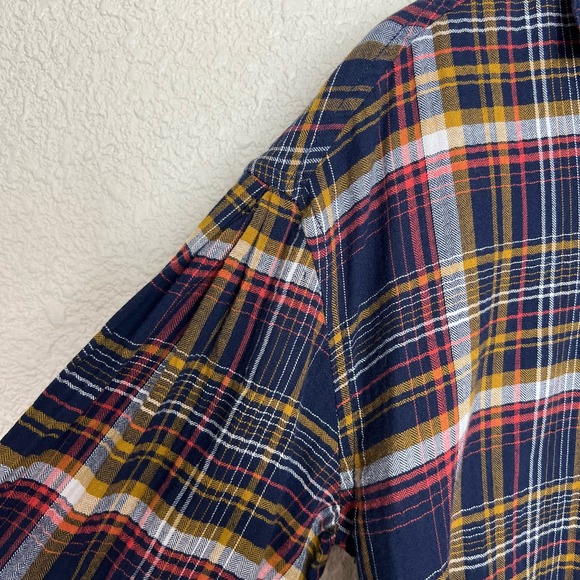 Twelve-O-Two Plaid Button Down Top size Small Blue Multi Studded Hi/Low - Picture 7 of 12